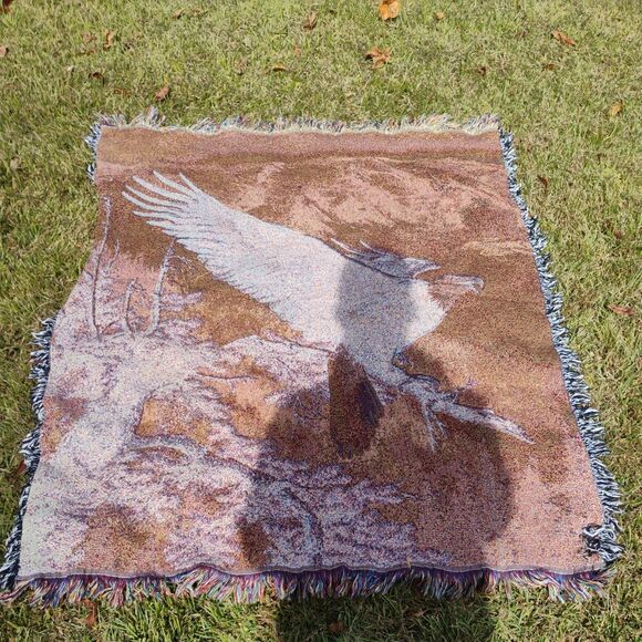 Lee Kromschroeder Art Bald Eagle Alpenglow Mohawk Tapestry Throw 48x56 - Picture 12 of 13